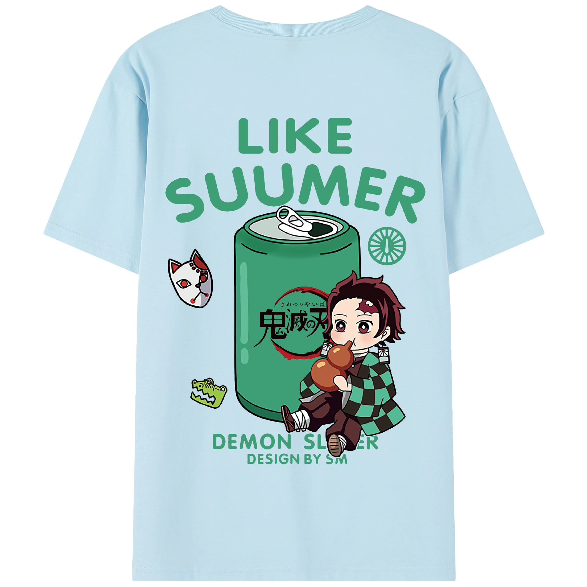 （画像用） 鬼滅の刃 竈門 炭治郎／かまど たんじろう Kamado Tanjirou 綿100％半袖Tシャツ（背面プリント）